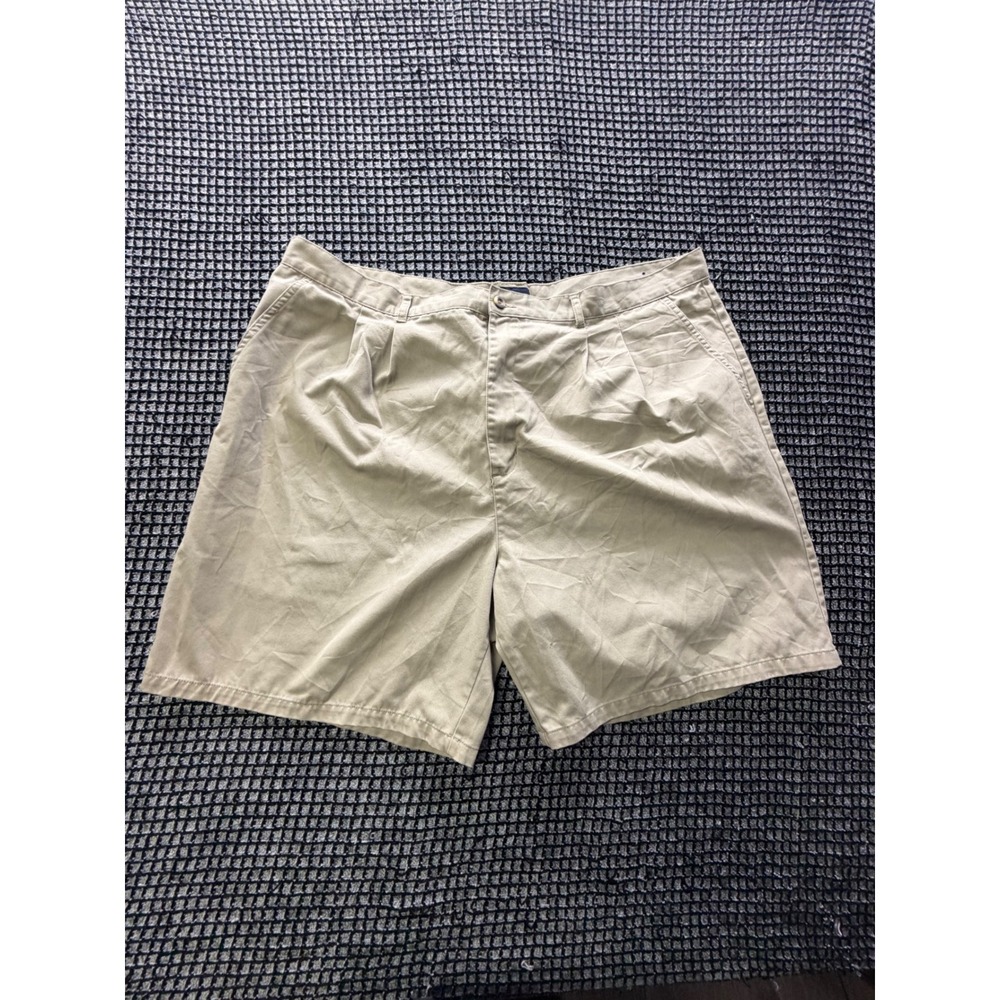 Puritan Pleated Chino Shorts Mens 44 Barley Beige Casual Cotton Blend